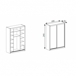 180/67/240 Schiebetürenschrank Mery M mit Spiegel/ohne Spiegel